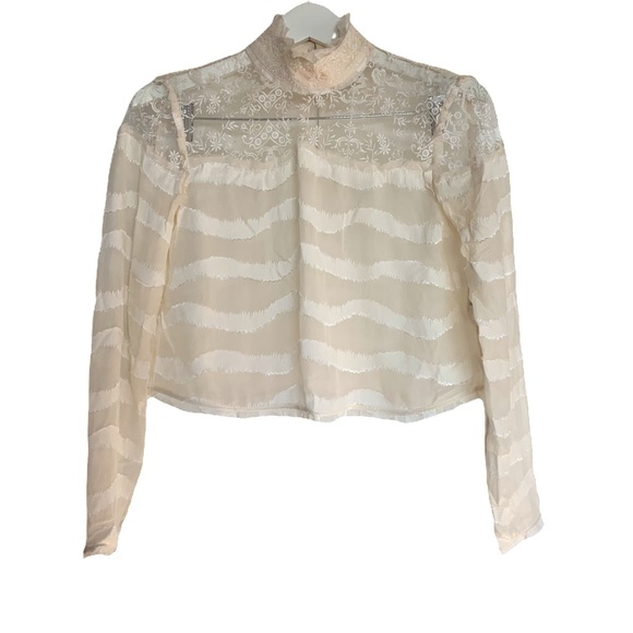 H&M Conscious Exclusive High Neck Blouse. Cream.4 - Picture 1 of 7